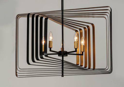 Radial 5 Light Chandelier in Black / Gold