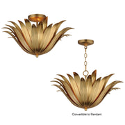 Firenze 3 Light Convertible Semi-Flush Mount in Gold Leaf
