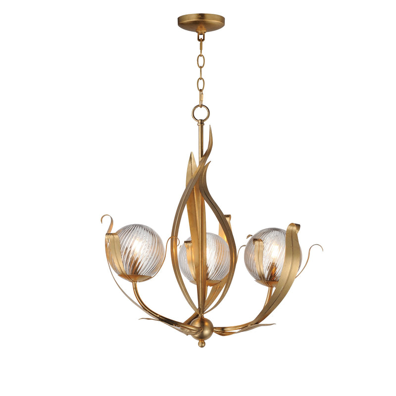 Firenze 3 Light Chandelier in Gold Leaf