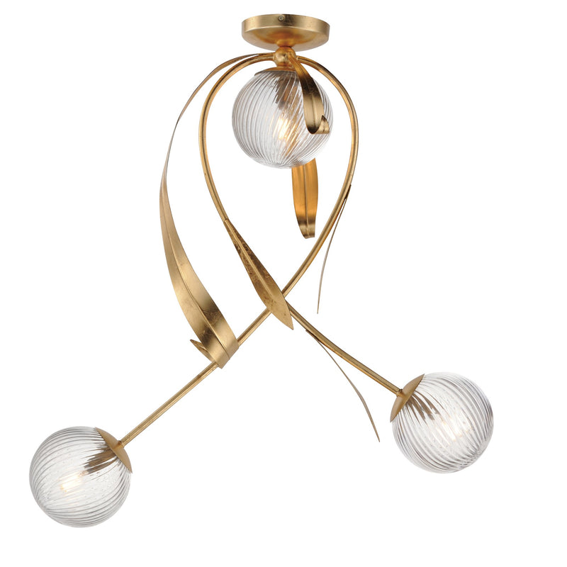 Firenze 28" 3 Light Flush Mount in Gold Leaf