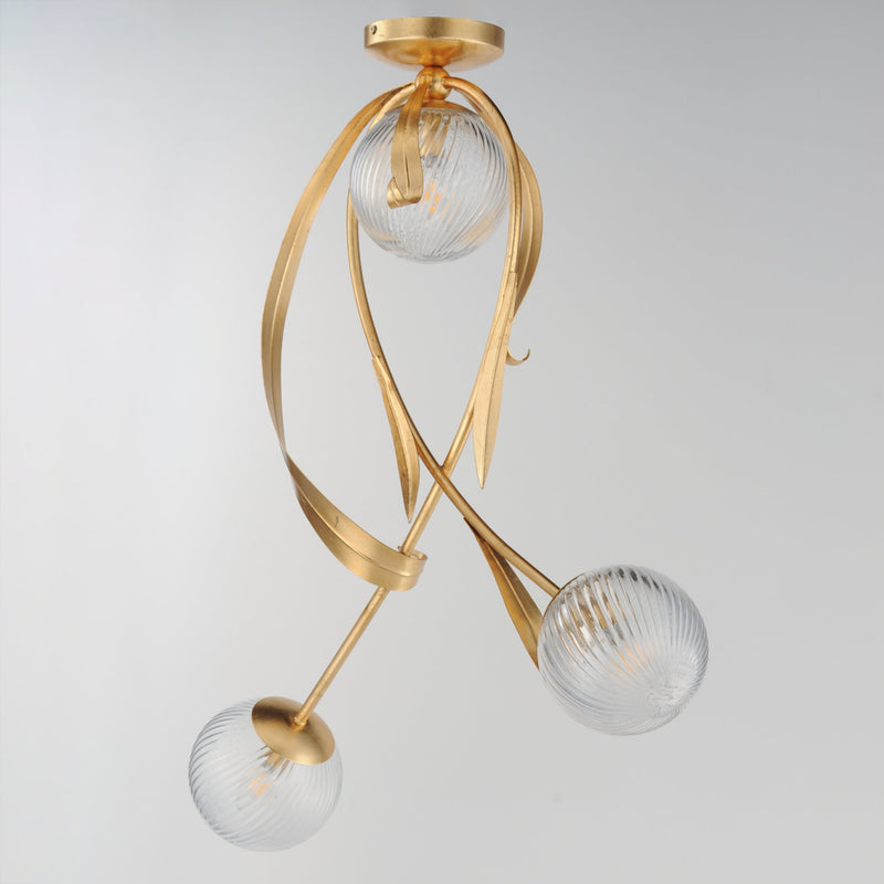 Firenze 28" 3 Light Flush Mount in Gold Leaf