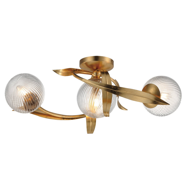 Firenze 21.5" 3 Light Flush Mount in Gold Leaf