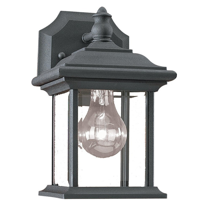 Wynfield Mini Clear Beveled Outdoor Wall Lantern in Black