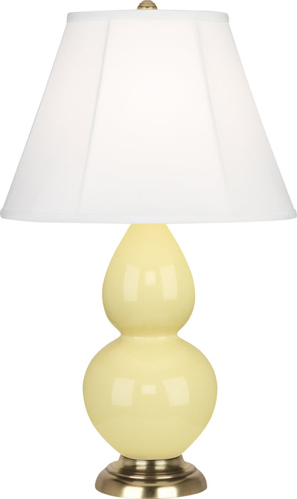 Small Double Gourd Accent Lamp with Ivory Stretched Fabric Shade - Lamps Expo