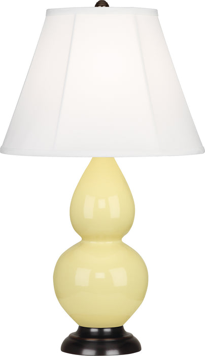 Small Double Gourd Accent Lamp with Ivory Stretched Fabric Shade - Lamps Expo
