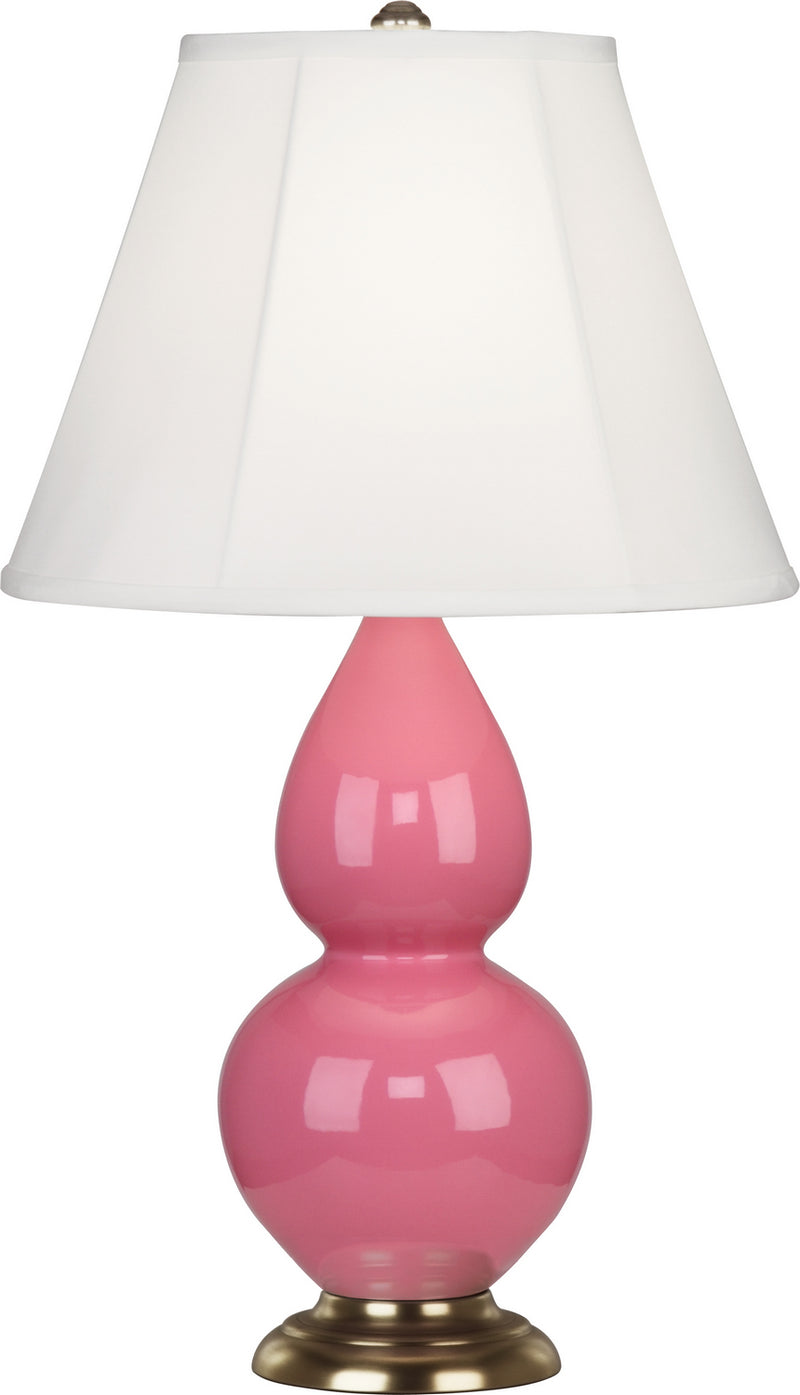 Small Double Gourd Accent Lamp with Ivory Stretched Fabric Shade - Lamps Expo