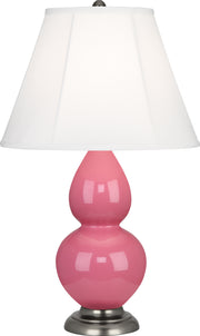 Small Double Gourd Accent Lamp with Ivory Stretched Fabric Shade - Lamps Expo