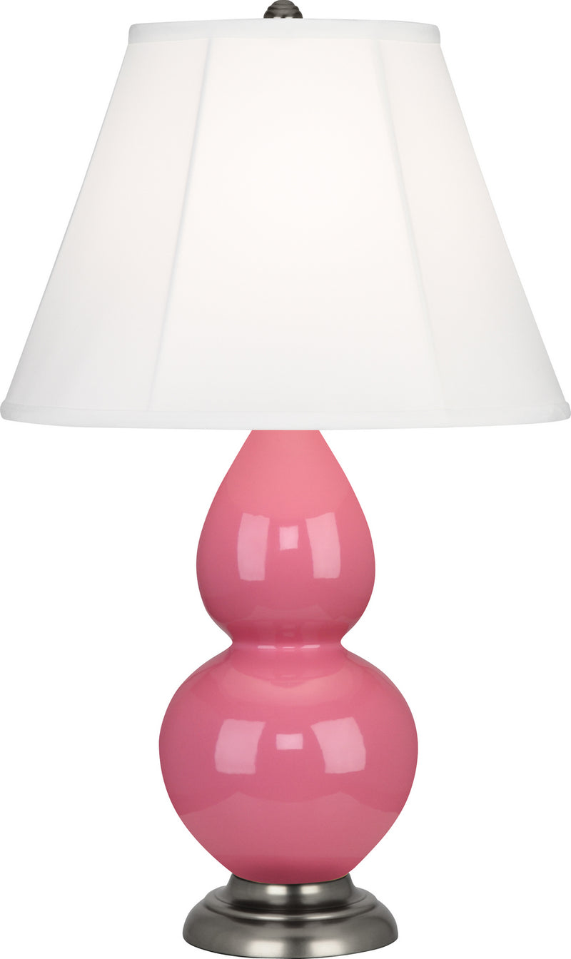 Small Double Gourd Accent Lamp with Ivory Stretched Fabric Shade - Lamps Expo