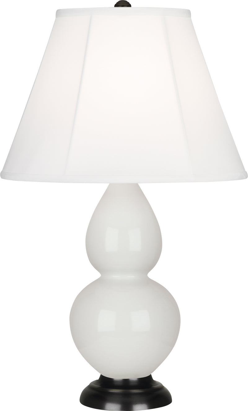 Small Double Gourd Accent Lamp with Ivory Stretched Fabric Shade - Lamps Expo