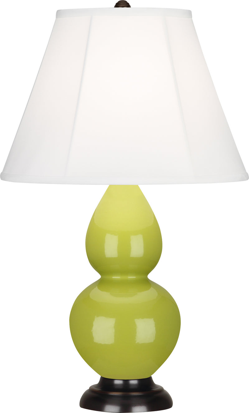 Small Double Gourd Accent Lamp with Ivory Stretched Fabric Shade - Lamps Expo