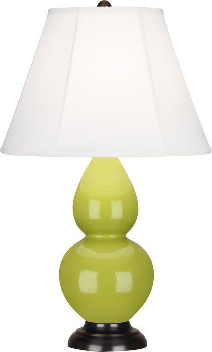 Small Double Gourd Accent Lamp with Ivory Stretched Fabric Shade - Lamps Expo