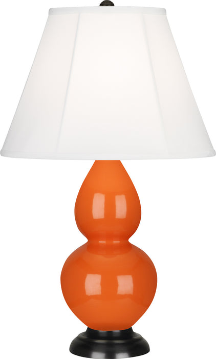 Small Double Gourd Accent Lamp with Ivory Stretched Fabric Shade - Lamps Expo