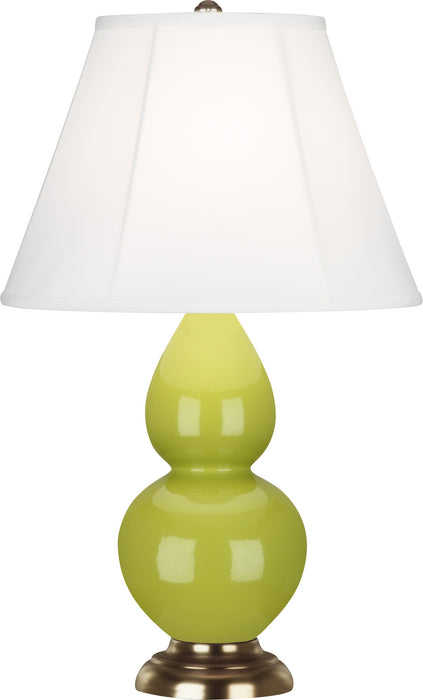 Small Double Gourd Accent Lamp with Ivory Stretched Fabric Shade - Lamps Expo