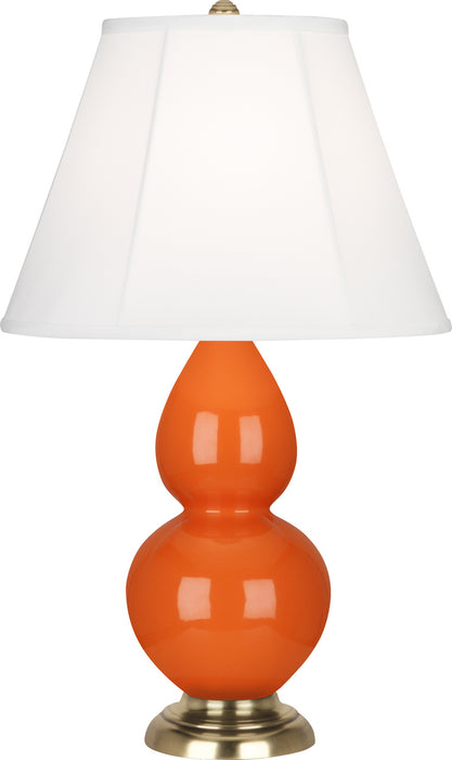 Small Double Gourd Accent Lamp with Ivory Stretched Fabric Shade - Lamps Expo