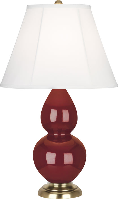 Small Double Gourd Accent Lamp with Ivory Stretched Fabric Shade - Lamps Expo