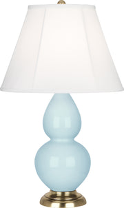 Small Double Gourd Accent Lamp with Ivory Stretched Fabric Shade - Lamps Expo