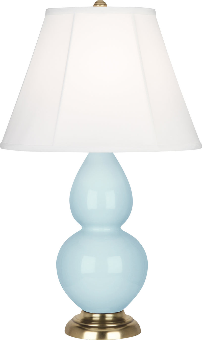Small Double Gourd Accent Lamp with Ivory Stretched Fabric Shade - Lamps Expo