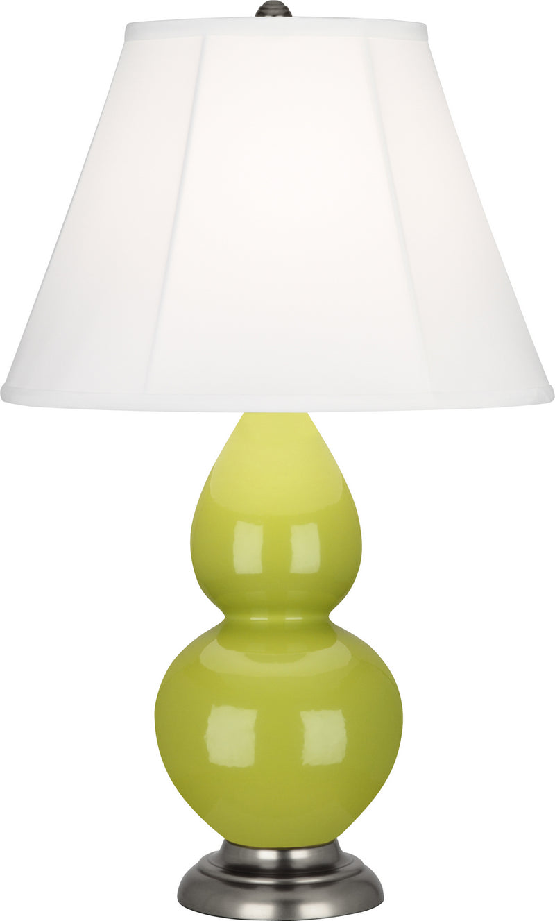 Small Double Gourd Accent Lamp with Ivory Stretched Fabric Shade - Lamps Expo
