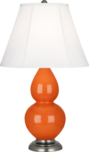 Small Double Gourd Accent Lamp with Ivory Stretched Fabric Shade - Lamps Expo