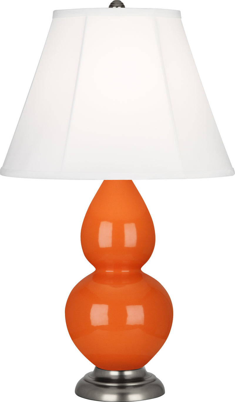 Small Double Gourd Accent Lamp with Ivory Stretched Fabric Shade - Lamps Expo