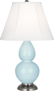 Small Double Gourd Accent Lamp with Ivory Stretched Fabric Shade - Lamps Expo