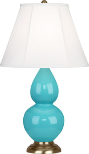 Small Double Gourd Accent Lamp with Ivory Stretched Fabric Shade - Lamps Expo