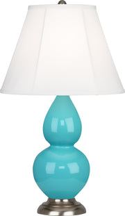 Small Double Gourd Accent Lamp with Ivory Stretched Fabric Shade - Lamps Expo