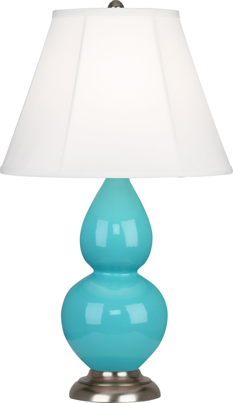 Small Double Gourd Accent Lamp with Ivory Stretched Fabric Shade - Lamps Expo