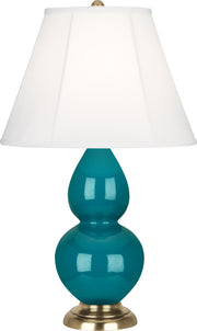 Small Double Gourd Accent Lamp with Ivory Stretched Fabric Shade - Lamps Expo