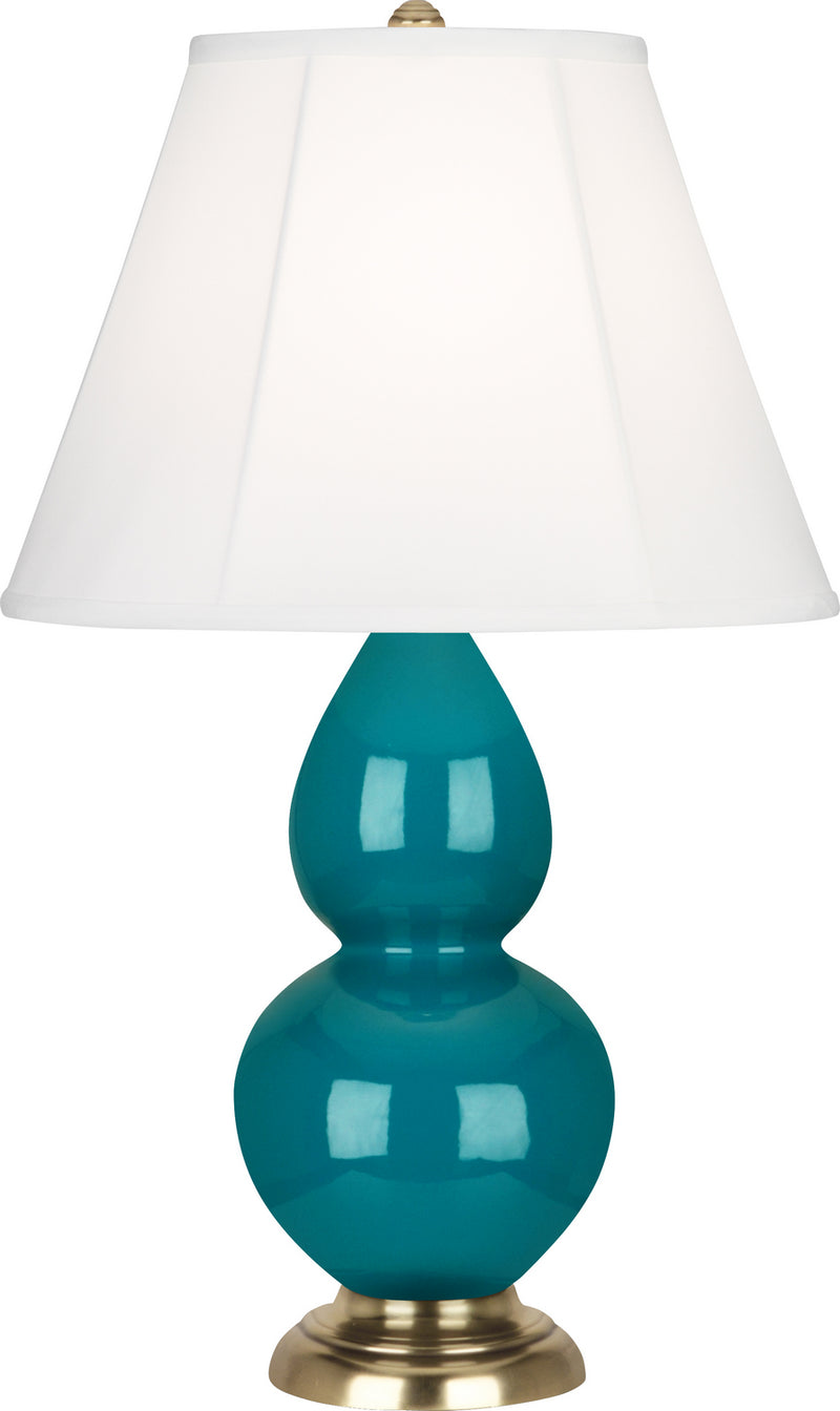 Small Double Gourd Accent Lamp with Ivory Stretched Fabric Shade - Lamps Expo