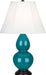 Small Double Gourd Accent Lamp with Ivory Stretched Fabric Shade - Lamps Expo