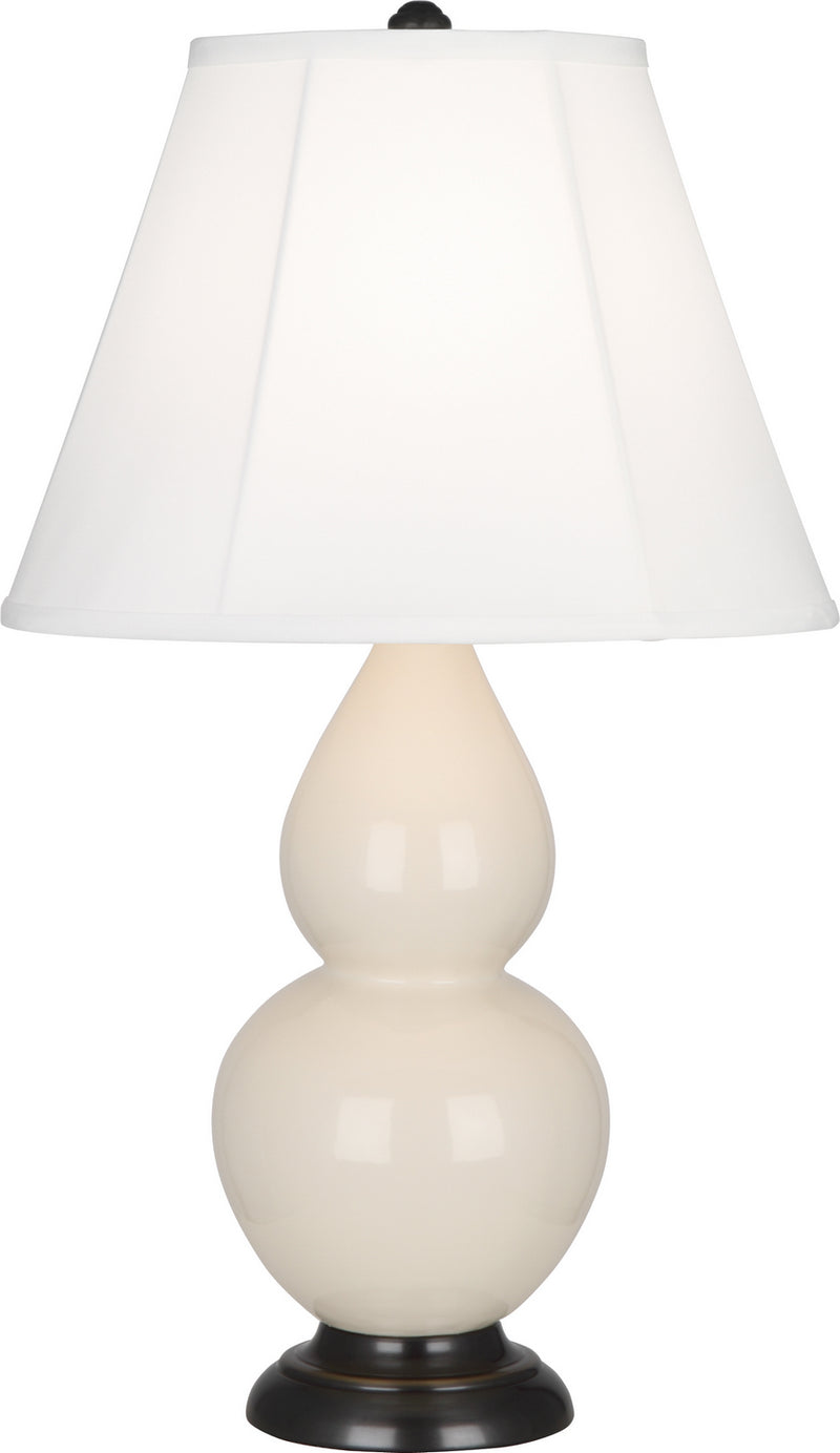 Small Double Gourd Accent Lamp with Ivory Stretched Fabric Shade - Lamps Expo