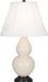 Small Double Gourd Accent Lamp with Ivory Stretched Fabric Shade - Lamps Expo