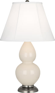 Small Double Gourd Accent Lamp with Ivory Stretched Fabric Shade - Lamps Expo