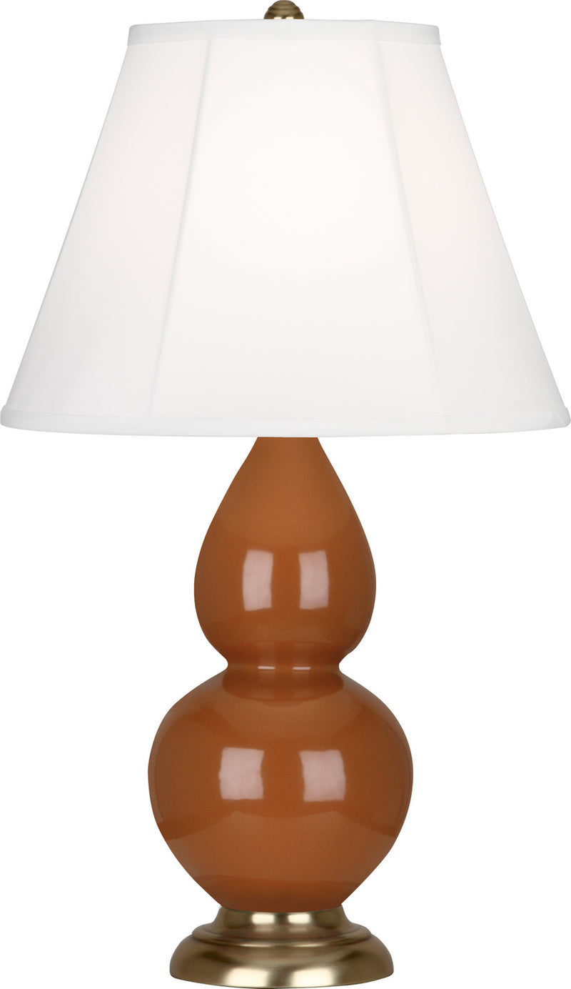 Small Double Gourd Accent Lamp with Ivory Stretched Fabric Shade - Lamps Expo