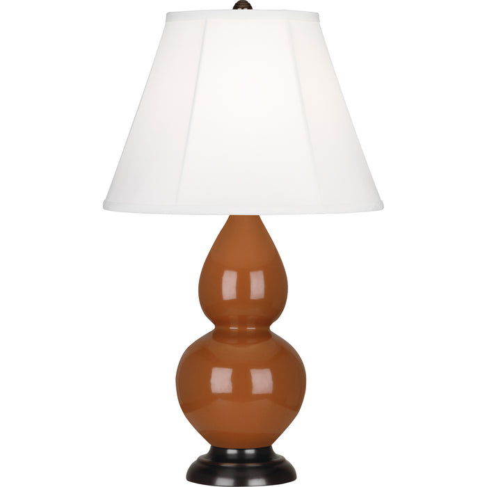 Small Double Gourd Accent Lamp with Ivory Stretched Fabric Shade - Lamps Expo