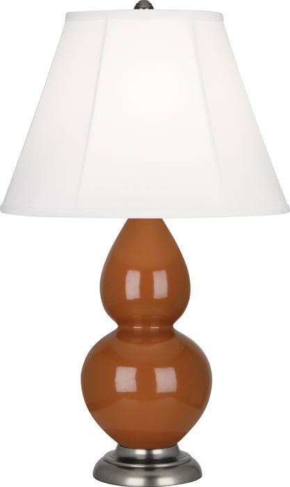 Small Double Gourd Accent Lamp with Ivory Stretched Fabric Shade - Lamps Expo