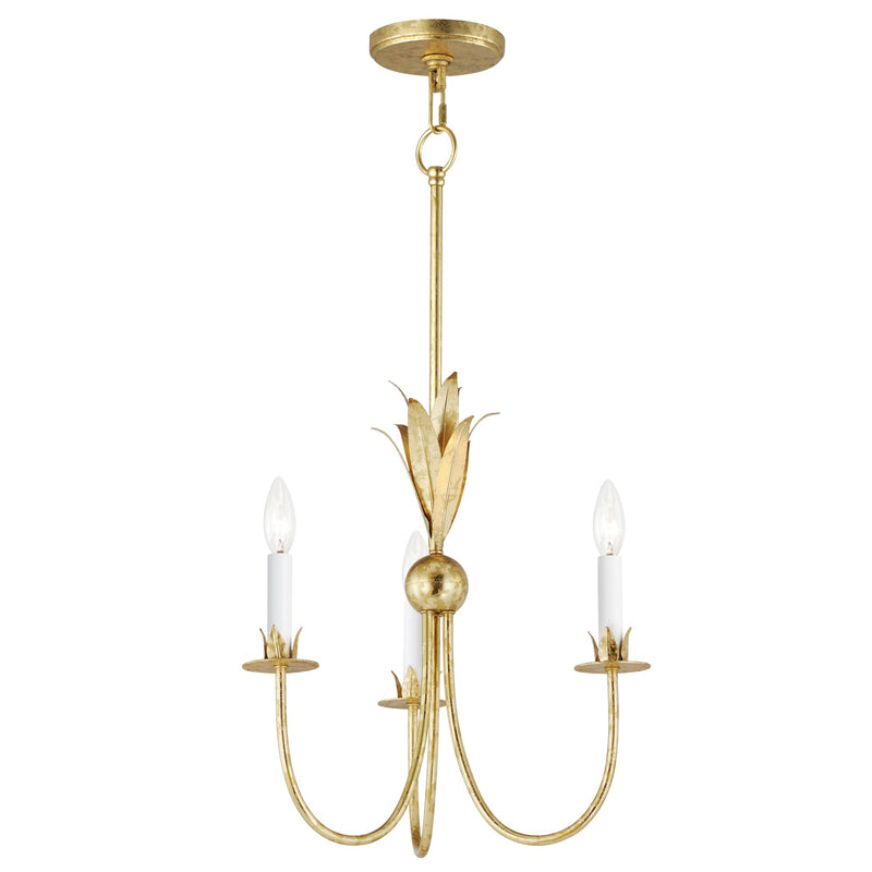 Paloma 3 Light Chandelier in Gold Leaf
