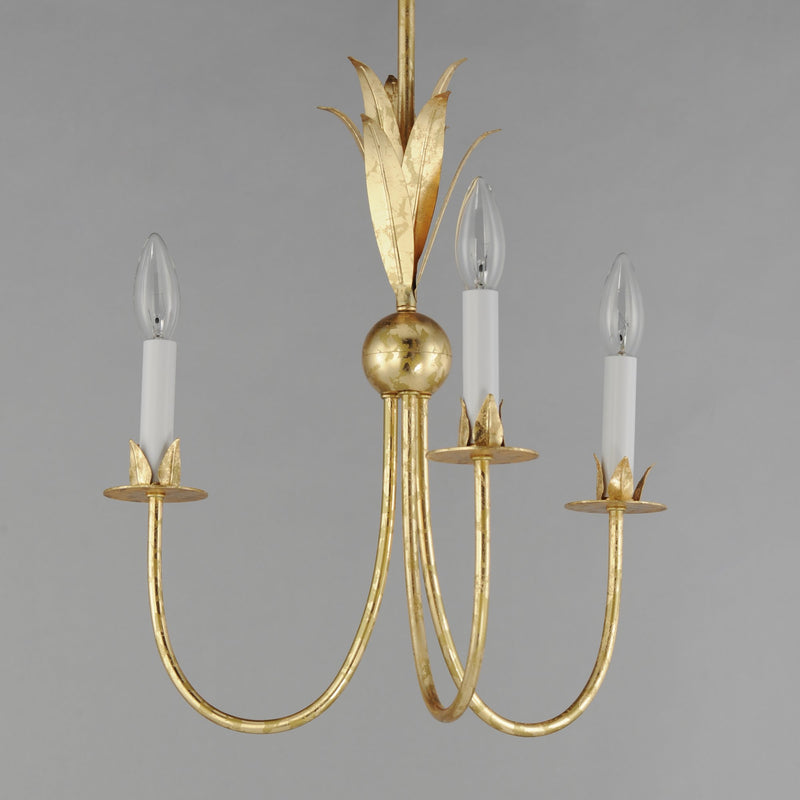 Paloma 3 Light Chandelier in Gold Leaf