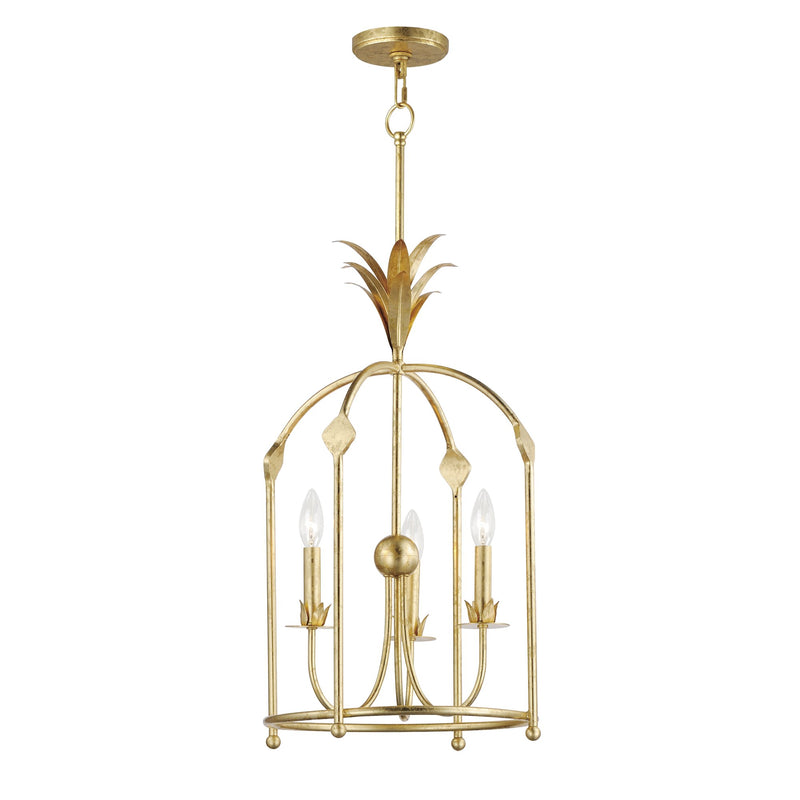 Paloma 3 Light Foyer Pendant in Gold Leaf