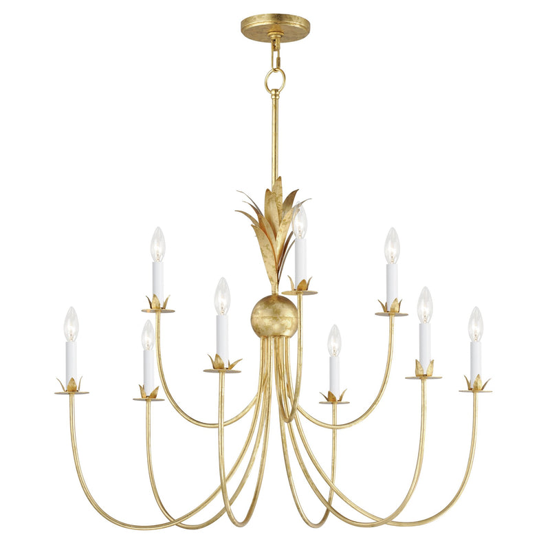 Paloma 9 Light Chandelier in Gold Leaf
