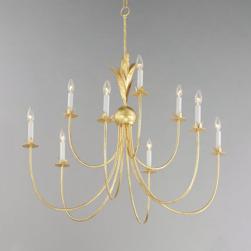 Paloma 9 Light Chandelier in Gold Leaf