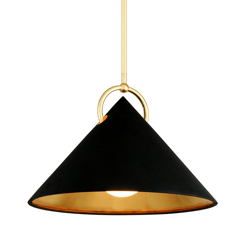 Charm Pendant in Gold Leaf / Soft Black