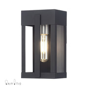 Berksford Small Outdoor Wall Lantern in Black with Brushed Nickel Candles