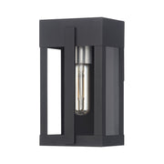 Berksford Small Outdoor Wall Lantern in Black with Brushed Nickel Candles