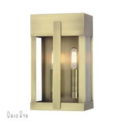 Berksford 2-Light Medium Outdoor Wall Lantern in Antique Brass