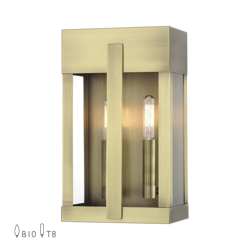 Berksford 2-Light Medium Outdoor Wall Lantern in Antique Brass