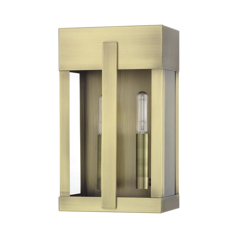 Berksford 2-Light Medium Outdoor Wall Lantern in Antique Brass
