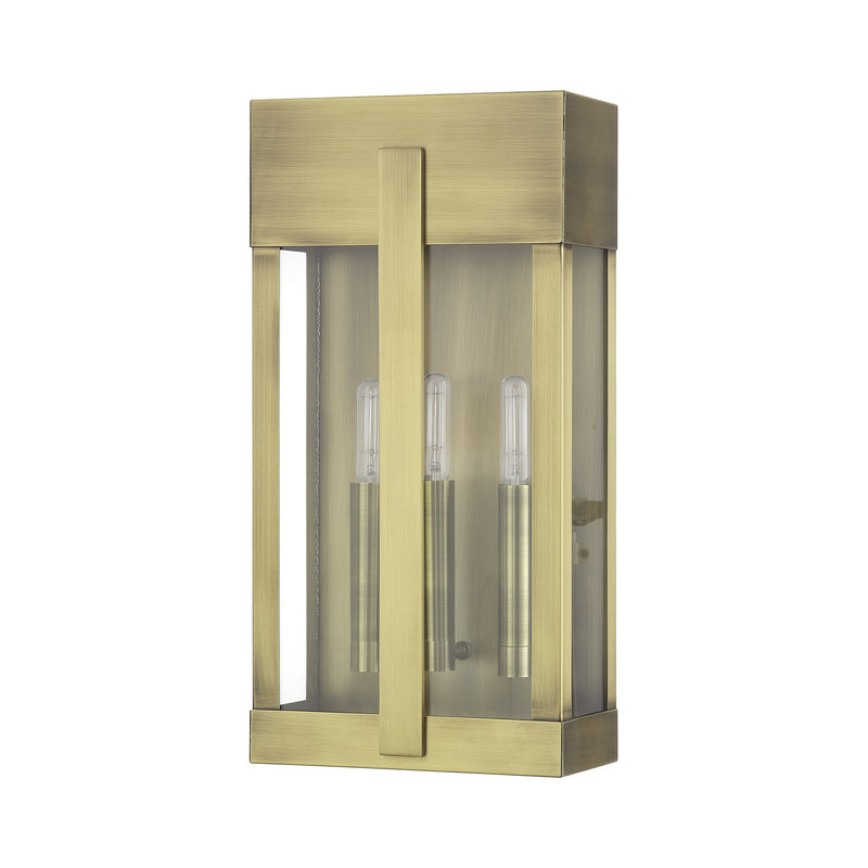 Berksford 3-Light Large Outdoor Wall Lantern in Antique Brass