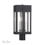 Berksford 2-Light Large Outdoor Post Light in Black with Brushed Nickel Candles